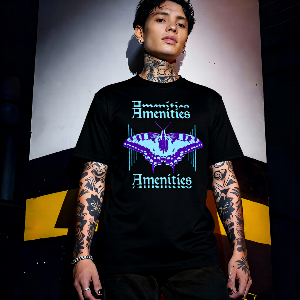 Unisex 90s vintage mono tone graphic T-shirt with bold full print, no halftones, authentic retro streetwear style