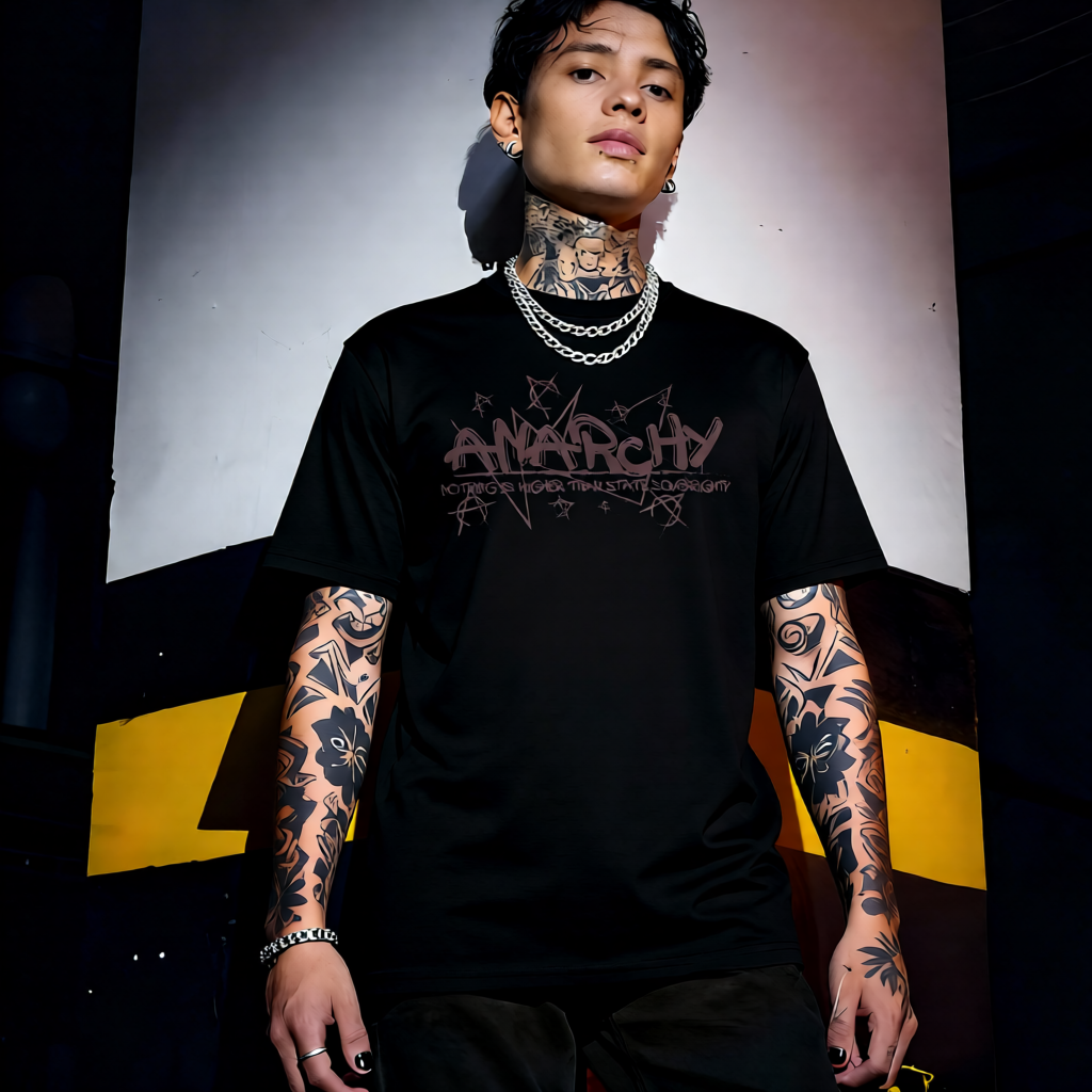 Unisex 90s vintage mono tone graphic T-shirt with bold full print, no halftones, authentic retro streetwear style