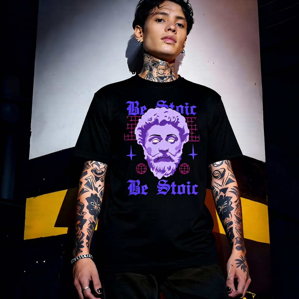 Unisex 90s vintage mono tone graphic T-shirt with bold full print, no halftones, authentic retro streetwear style