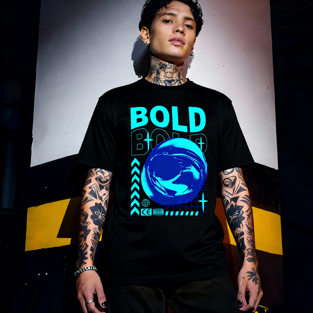 Unisex 90s vintage mono tone graphic T-shirt with bold full print, no halftones, authentic retro streetwear style