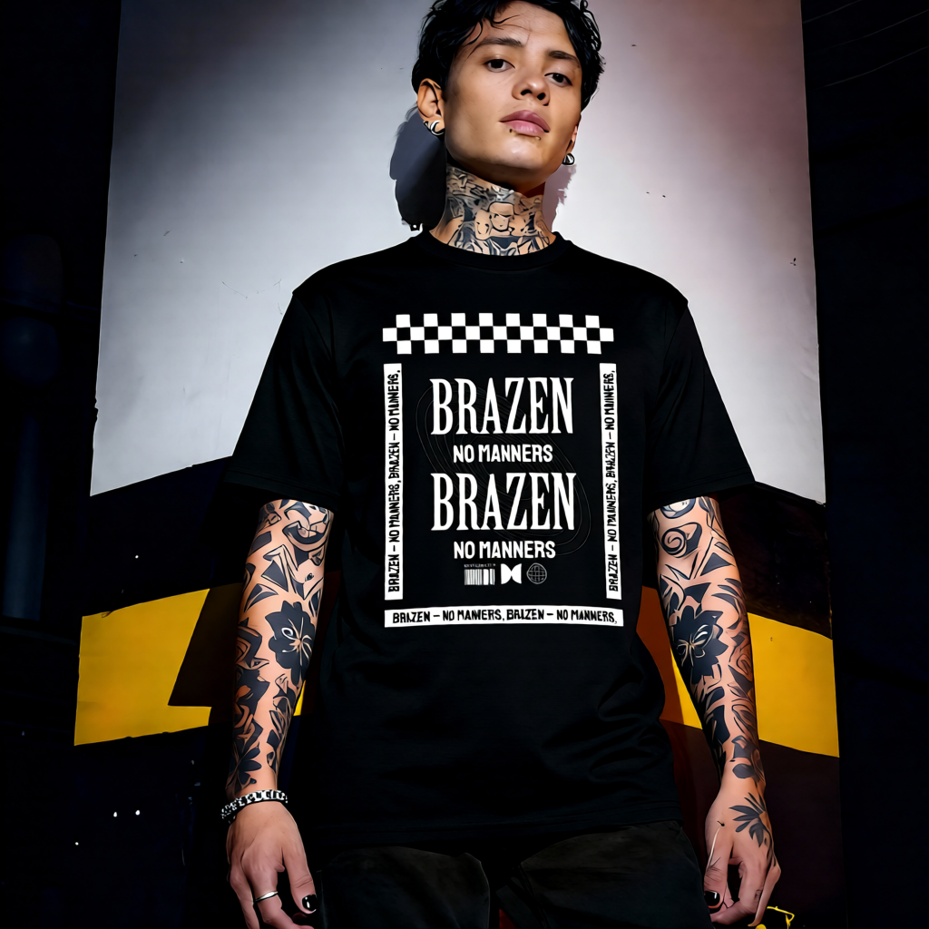 Unisex 90s vintage mono tone graphic T-shirt with bold full print, no halftones, authentic retro streetwear style