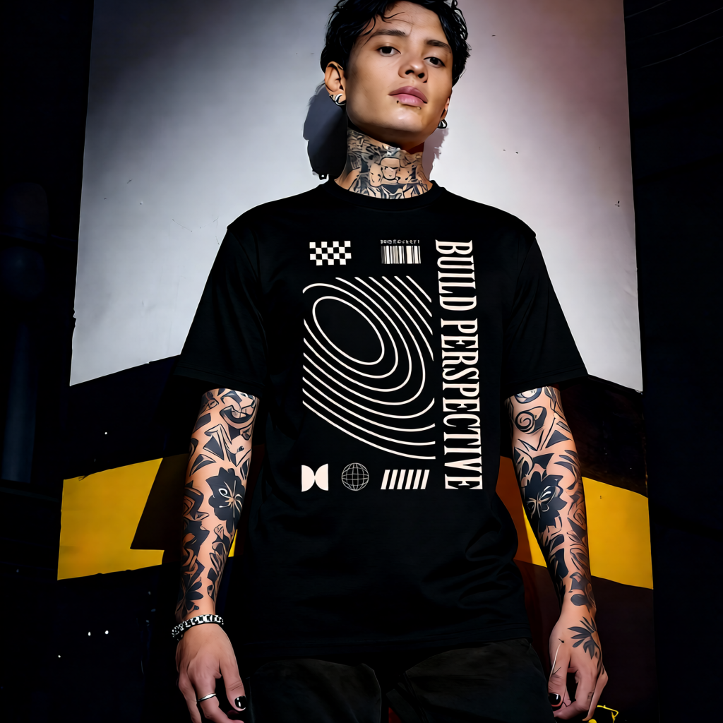 Unisex 90s vintage mono tone graphic T-shirt with bold full print, no halftones, authentic retro streetwear style
