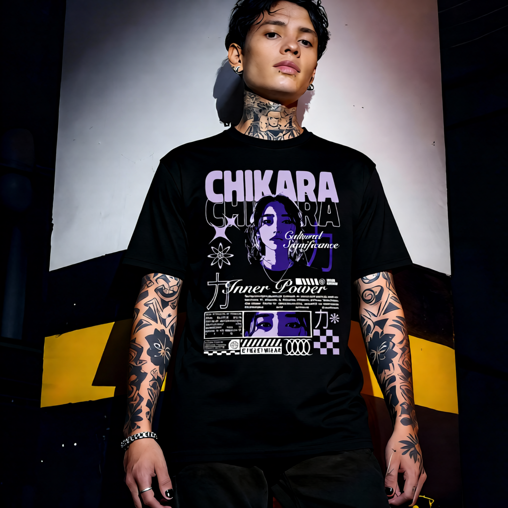 Unisex 90s vintage mono tone graphic T-shirt with bold full print, no halftones, authentic retro streetwear style