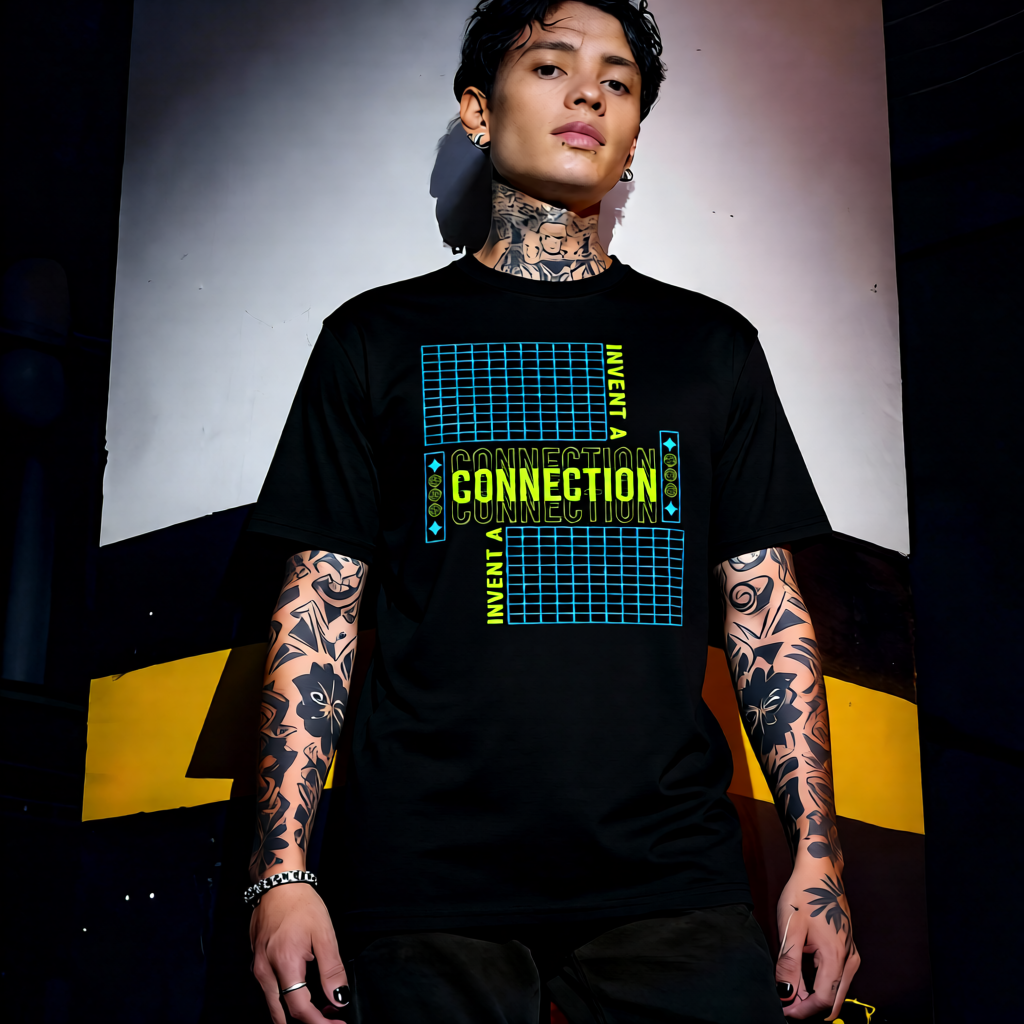 Unisex 90s vintage mono tone graphic T-shirt with bold full print, no halftones, authentic retro streetwear style