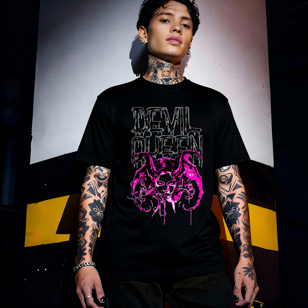 Unisex 90s vintage mono tone graphic T-shirt with bold full print, no halftones, authentic retro streetwear style