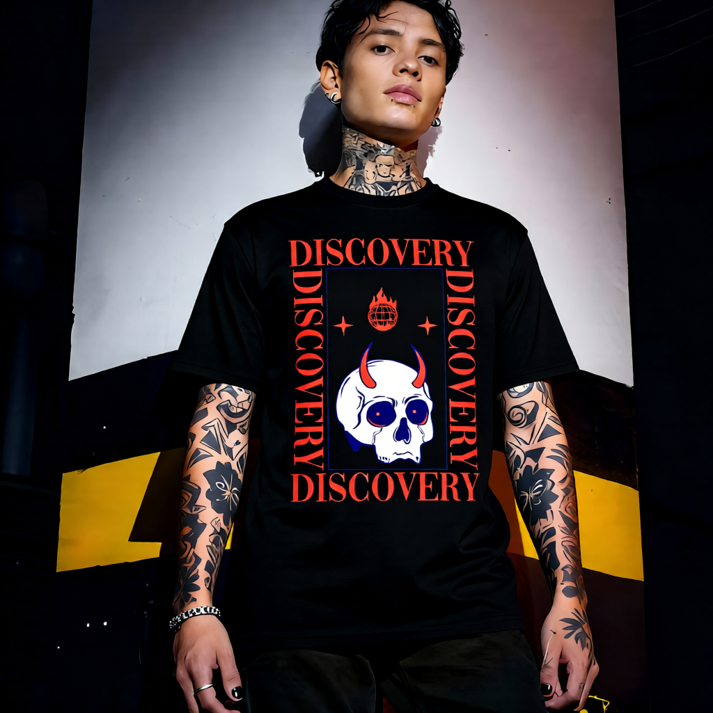 Unisex 90s vintage mono tone graphic T-shirt with bold full print, no halftones, authentic retro streetwear style