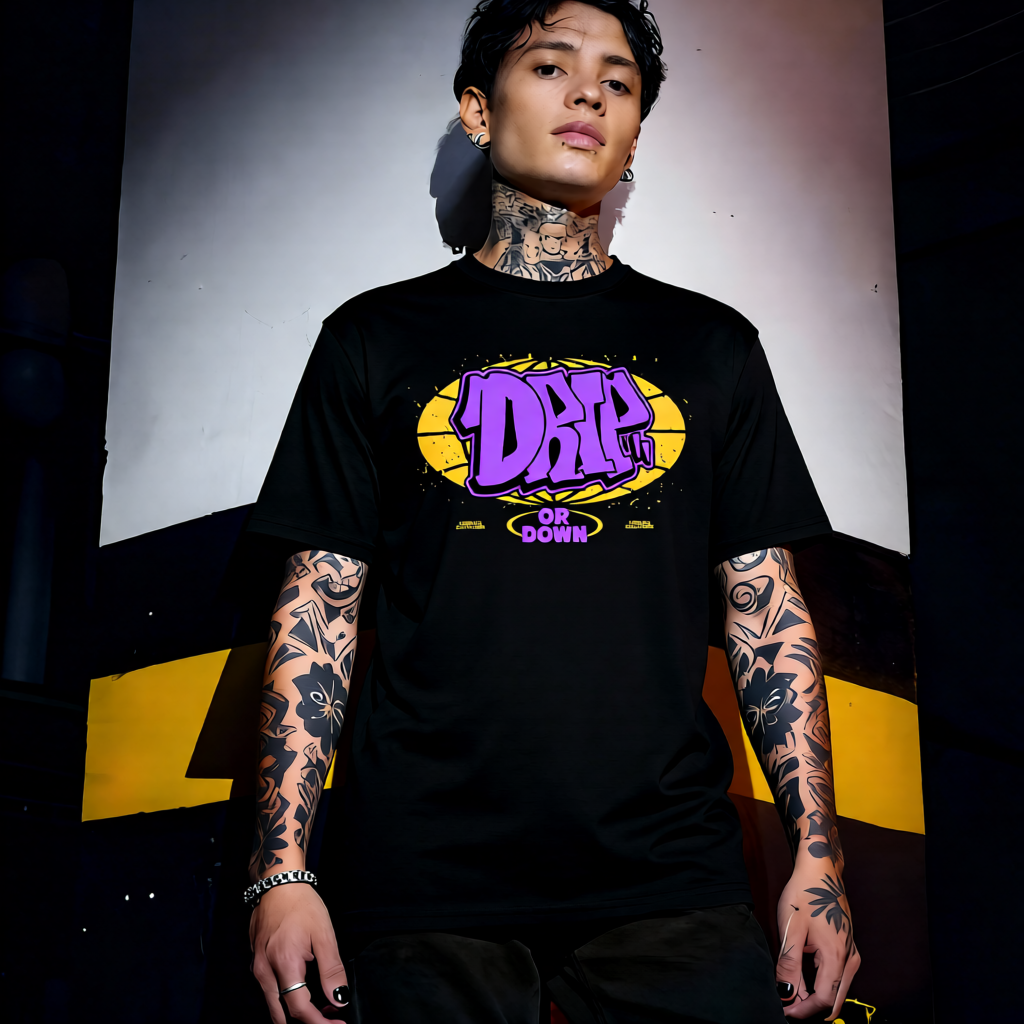Unisex 90s vintage mono tone graphic T-shirt with bold full print, no halftones, authentic retro streetwear style