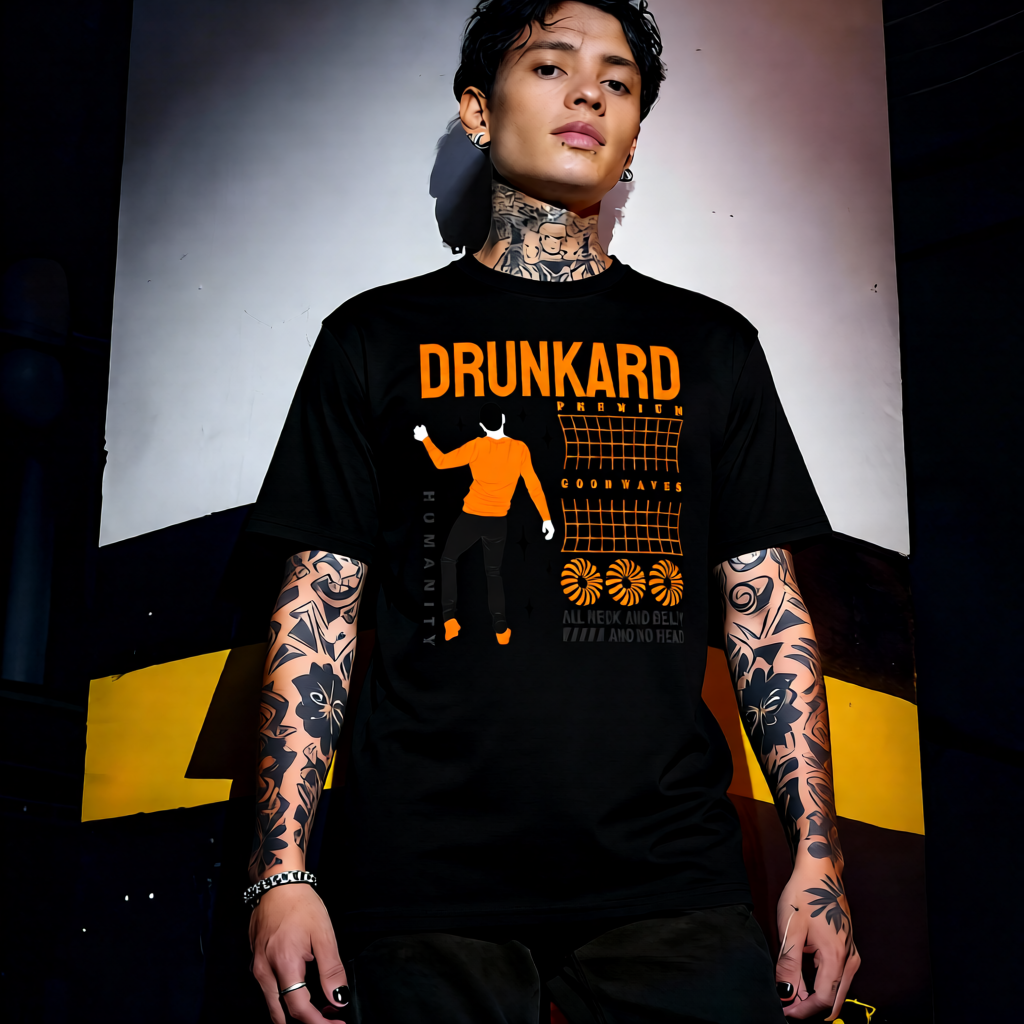 Unisex 90s vintage mono tone graphic T-shirt with bold full print, no halftones, authentic retro streetwear style