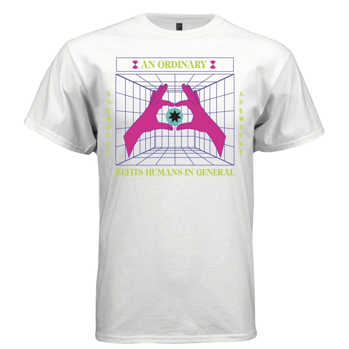 AN ORDINARY Y2K Heart Hands Grid Graphic T-Shirt | Unisex Streetwear 228 - Project Hood
