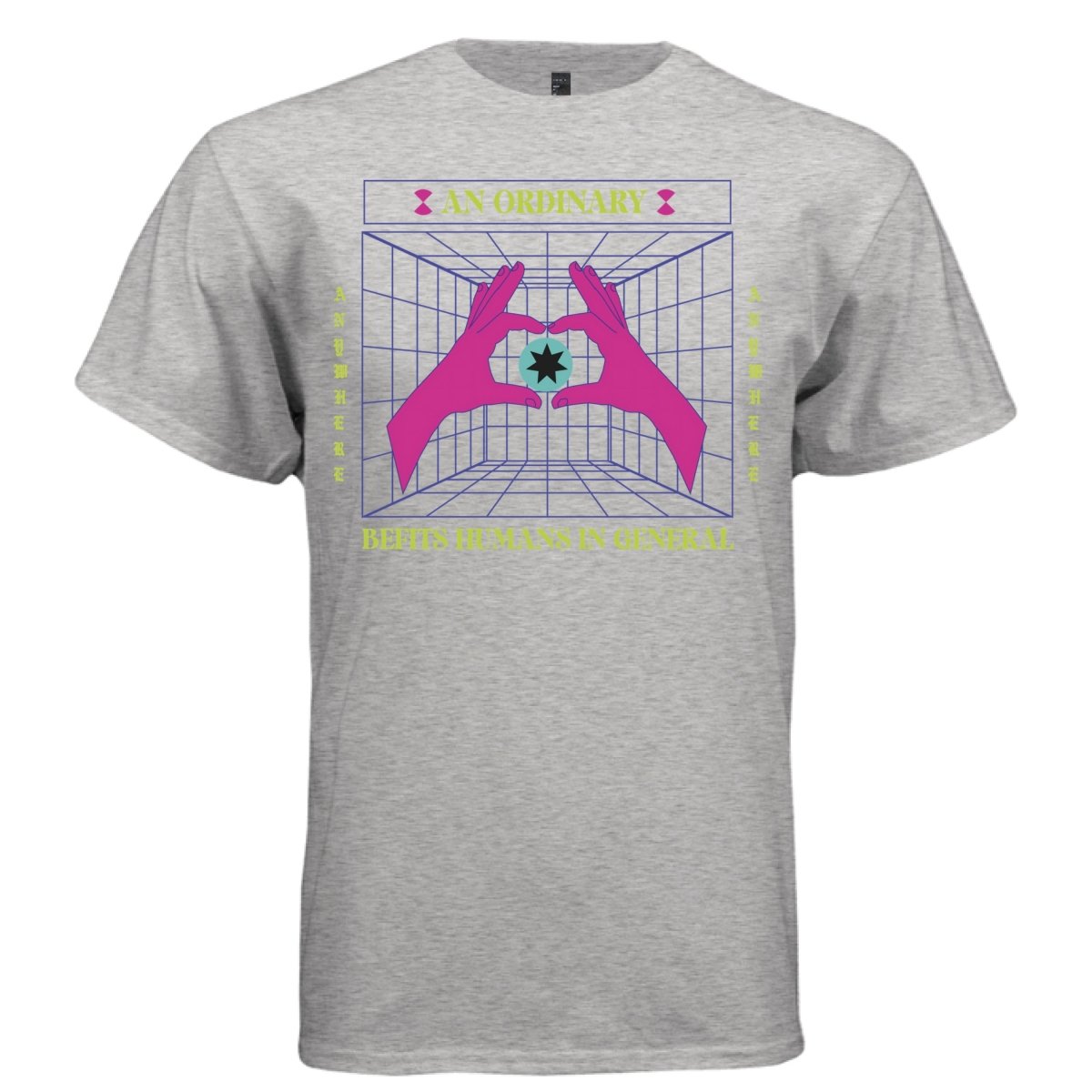 AN ORDINARY Y2K Heart Hands Grid Graphic T-Shirt | Unisex Streetwear 228 - Project Hood