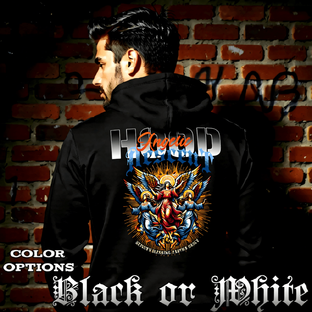 ANGELIC DESCENT Three Angels Graphic Oversized Hoodie | Project Hood 190 - Project Hood