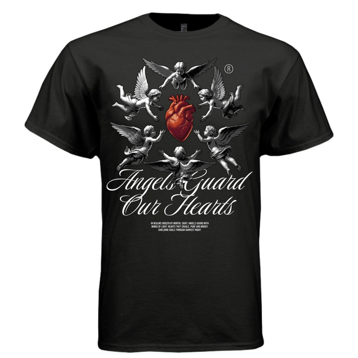 ANGELS GUARD OUR HEARTS Cherub Anatomical Heart Oversized Streetwear T-Shirt | Project Hood 154 - Project Hood