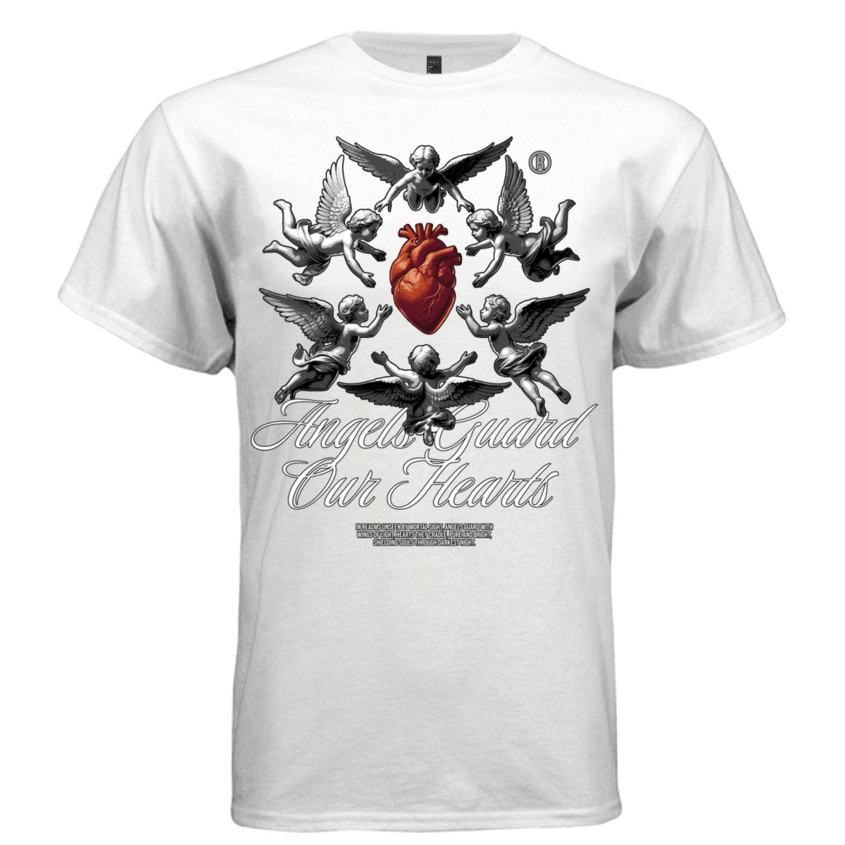 ANGELS GUARD OUR HEARTS Cherub Anatomical Heart Oversized Streetwear T-Shirt | Project Hood 154 - Project Hood