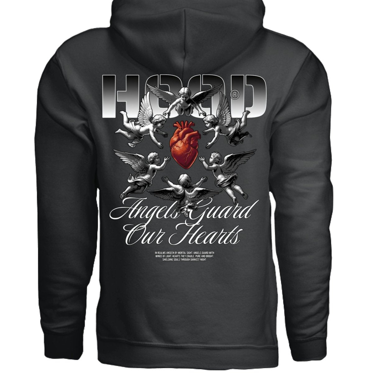 ANGELS GUARD OUR HEARTS Cherub Graphic Oversized Hoodie | Project Hood 154 - Project Hood