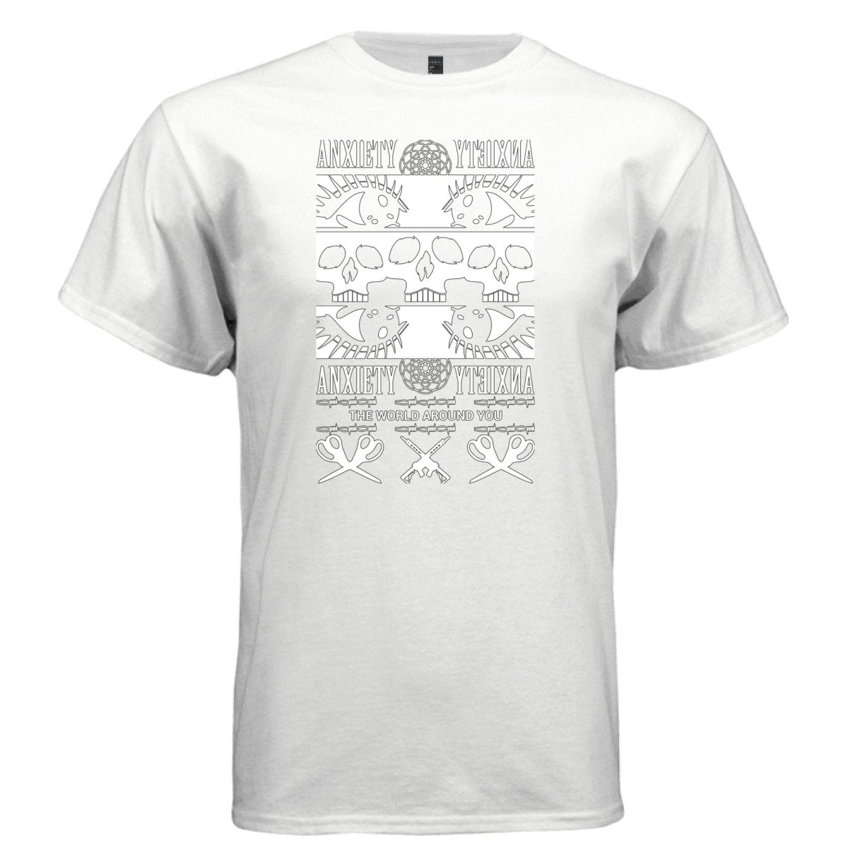 ANXIETY Line Art Skull Graphic T-Shirt | Unisex Streetwear 239 - Project Hood