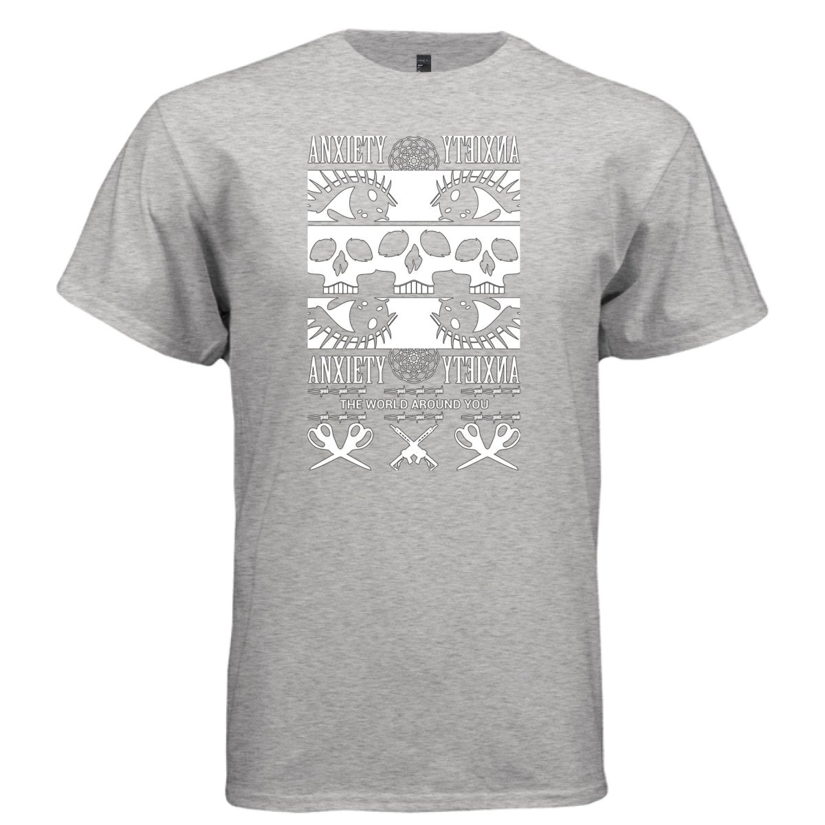 ANXIETY Line Art Skull Graphic T-Shirt | Unisex Streetwear 239 - Project Hood