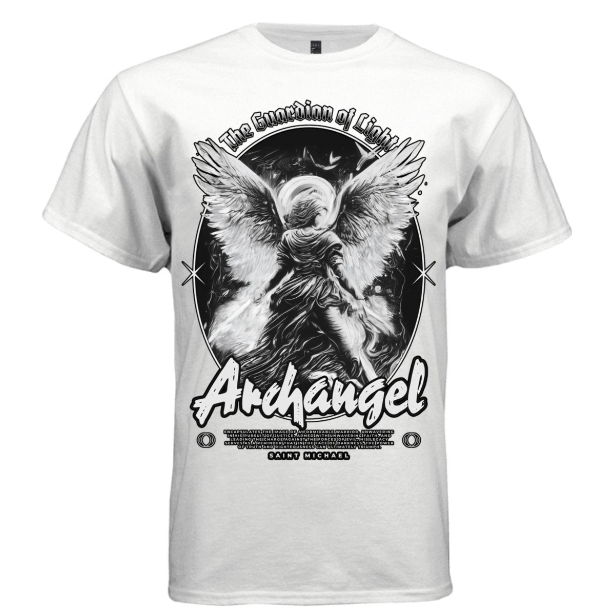 Archangel Saint Michael Graphic T-Shirt | Guardian of Light Streetwear | Truth and Righteousness Can Ultimately Triumph | Project Hood 32 - Project Hood