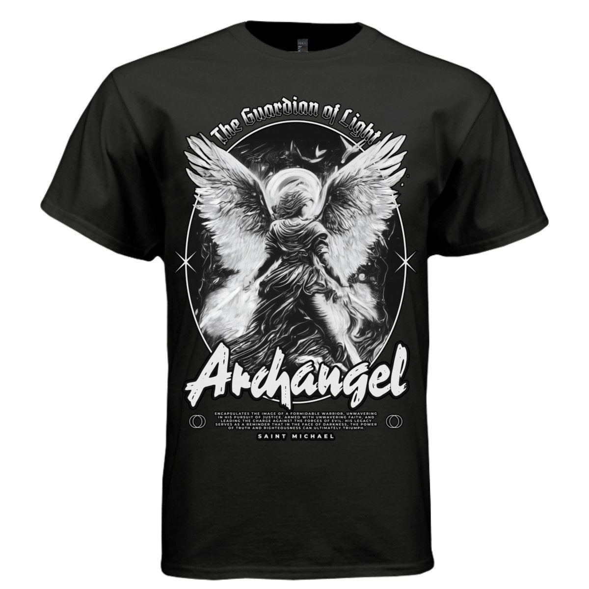 Archangel Saint Michael Graphic T-Shirt | Guardian of Light Streetwear | Truth and Righteousness Can Ultimately Triumph | Project Hood 32 - Project Hood