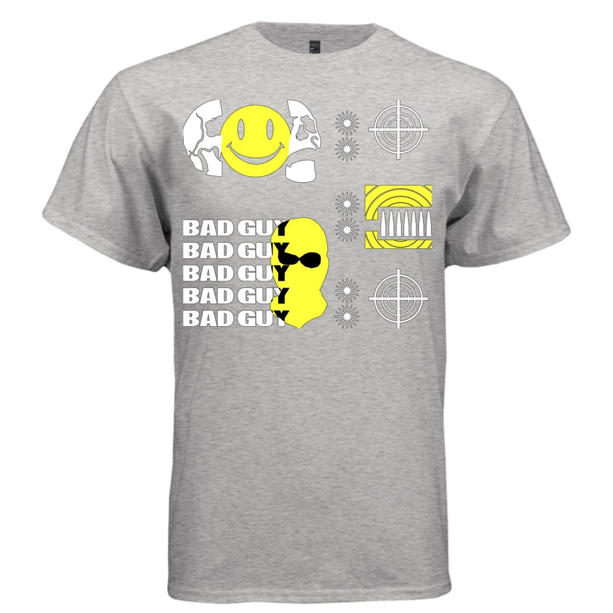 BAD GUY Y2K Acid Smiley Skull Graphic T-Shirt | Unisex Streetwear 248 - Project Hood