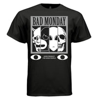 BAD MONDAY Black and White Four Faces Graphic T-Shirt | Unisex Streetwear 252 - Project Hood