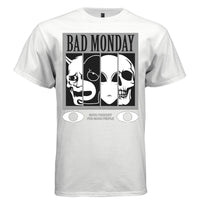 BAD MONDAY Black and White Four Faces Graphic T-Shirt | Unisex Streetwear 252 - Project Hood