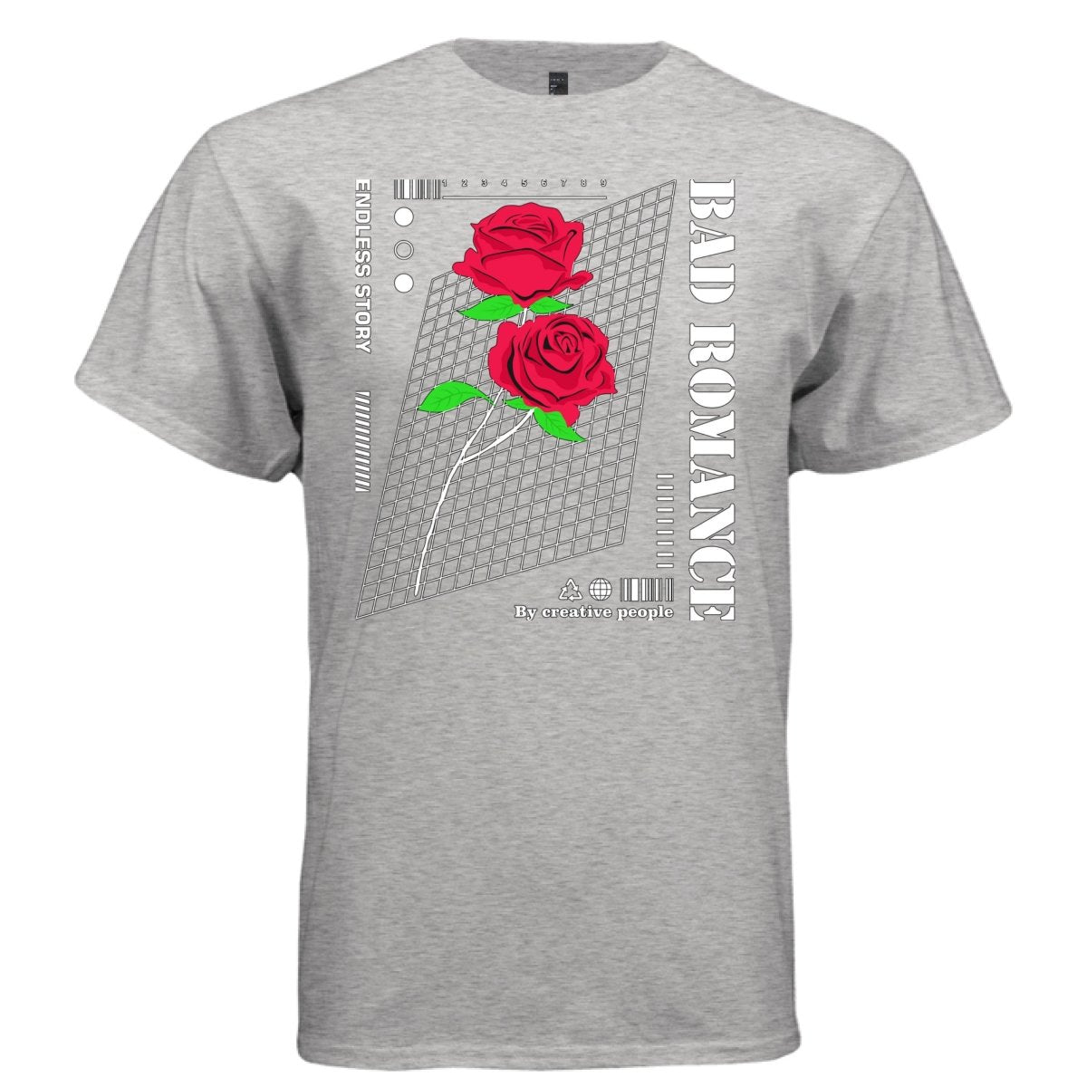BAD ROMANCE Y2K Red Roses Grid Graphic T-Shirt | Unisex Streetwear 253 - Project Hood