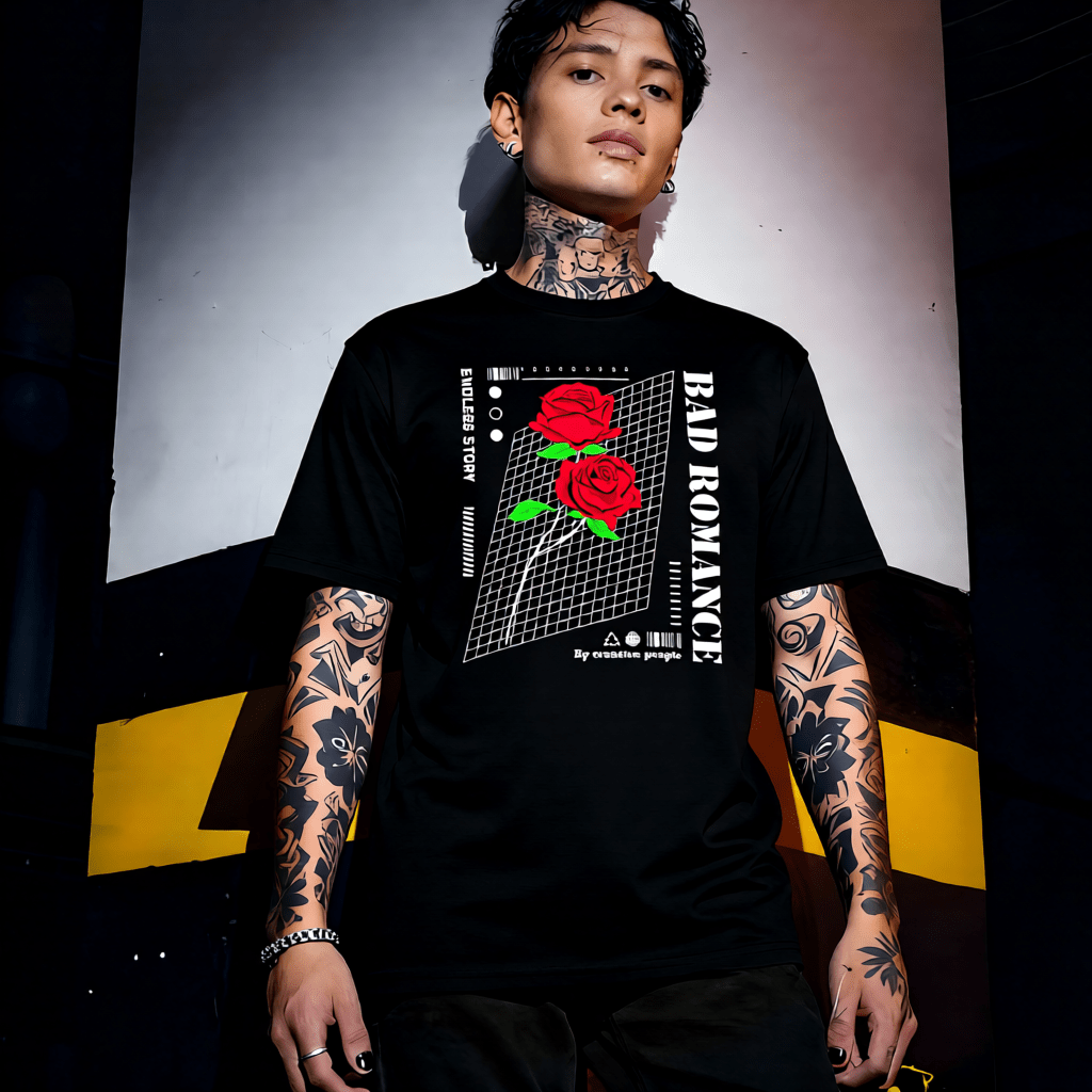 BAD ROMANCE Y2K Red Roses Grid Graphic T-Shirt | Unisex Streetwear 253 - Project Hood