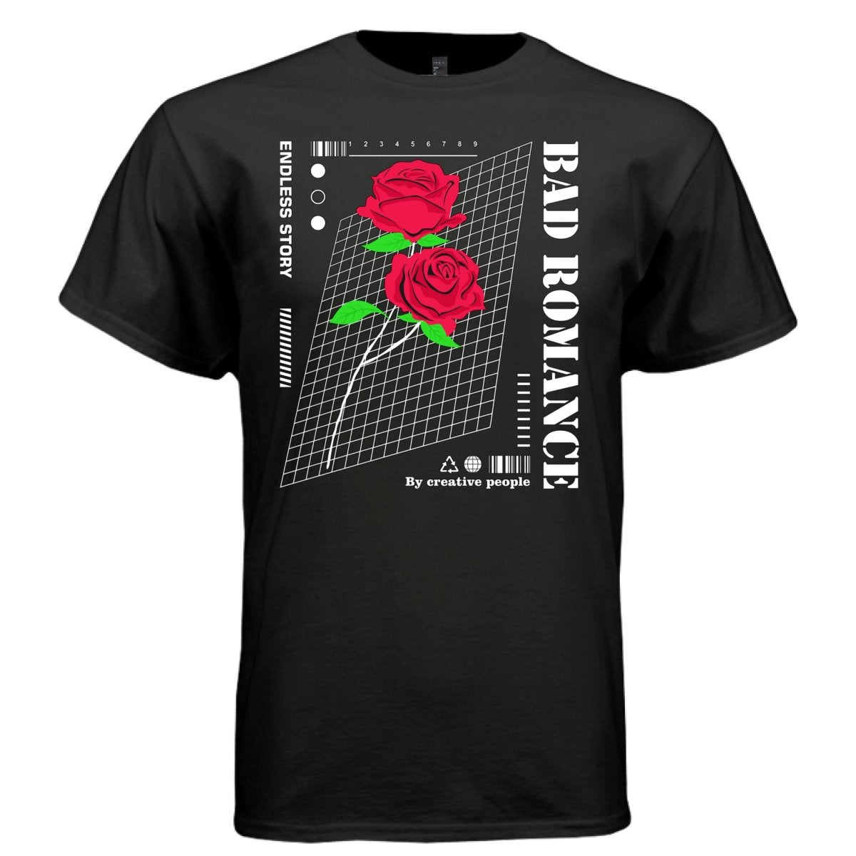 BAD ROMANCE Y2K Red Roses Grid Graphic T-Shirt | Unisex Streetwear 253 - Project Hood