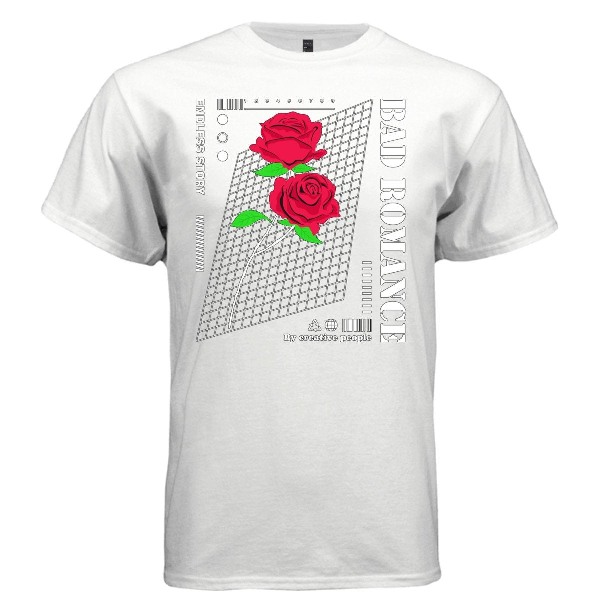 BAD ROMANCE Y2K Red Roses Grid Graphic T-Shirt | Unisex Streetwear 253 - Project Hood