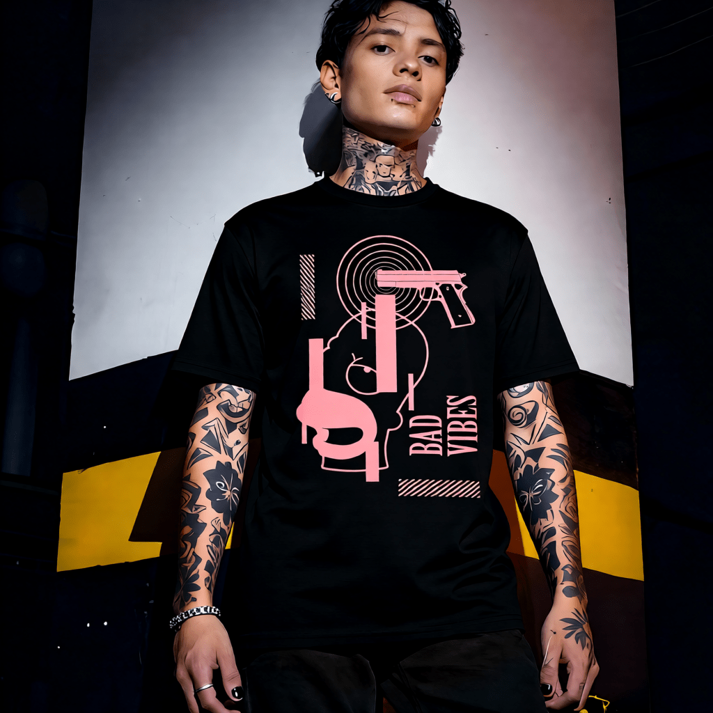 BAD VIBES Y2K Coral Profile Face Graphic T-Shirt | Unisex Streetwear 254 - Project Hood