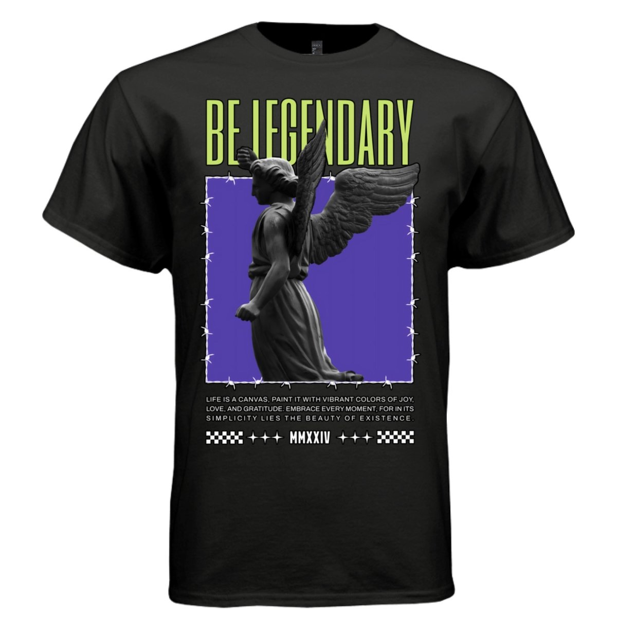 Be Legendary Angel Graphic T-Shirt | Motivational Streetwear | Life Is a Canvas Paint It With Vibrant Colors of Joy Love and Gratitude | Project Hood 31 - Project Hood