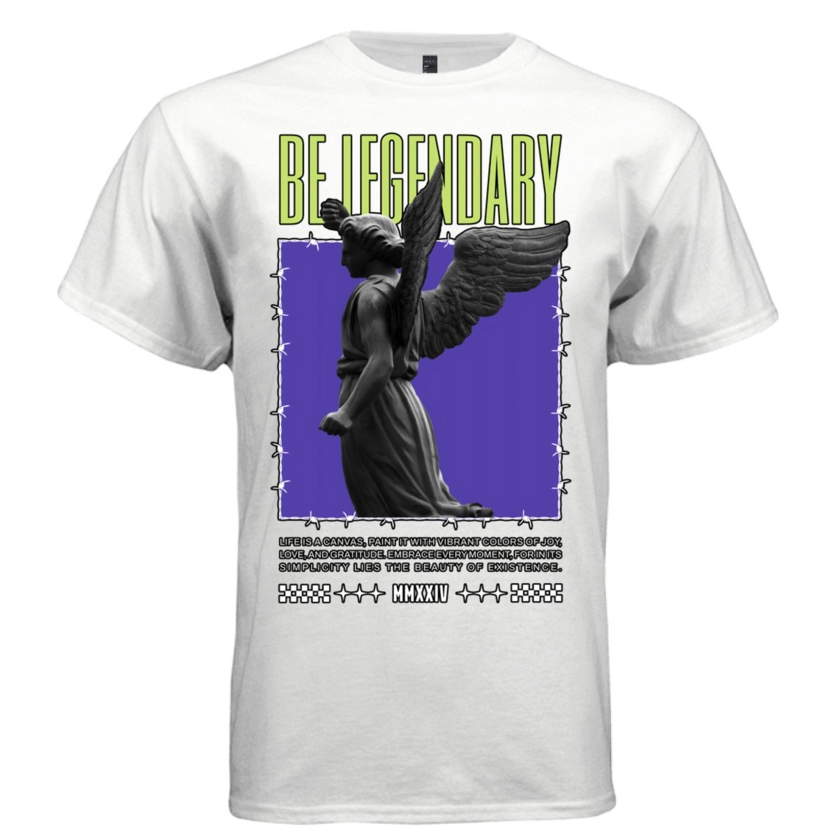 Be Legendary Angel Graphic T-Shirt | Motivational Streetwear | Life Is a Canvas Paint It With Vibrant Colors of Joy Love and Gratitude | Project Hood 31 - Project Hood