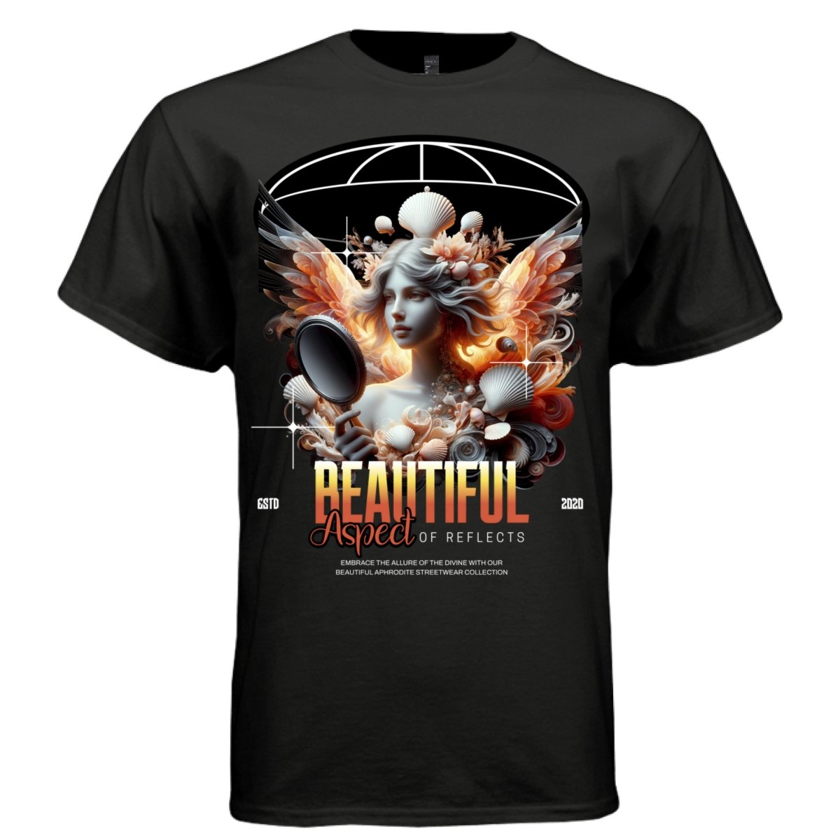 BEAUTIFUL ASPECT Fire Angel Goddess Mirror Oversized Streetwear T-Shirt | Project Hood 157 - Project Hood