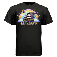 BEE HAPPY Cute Reaper Rainbow Bee Graphic T-Shirt | Cute Goth Tee 425 - Project Hood