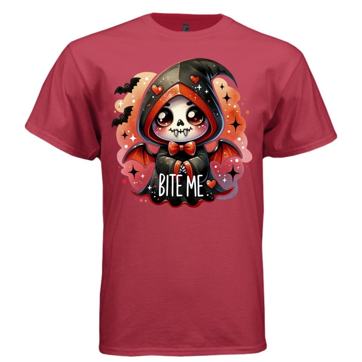 BITE ME Cute Vampire Reaper Bat Wings Graphic T-Shirt | Vampire Goth Tee 426 - Project Hood