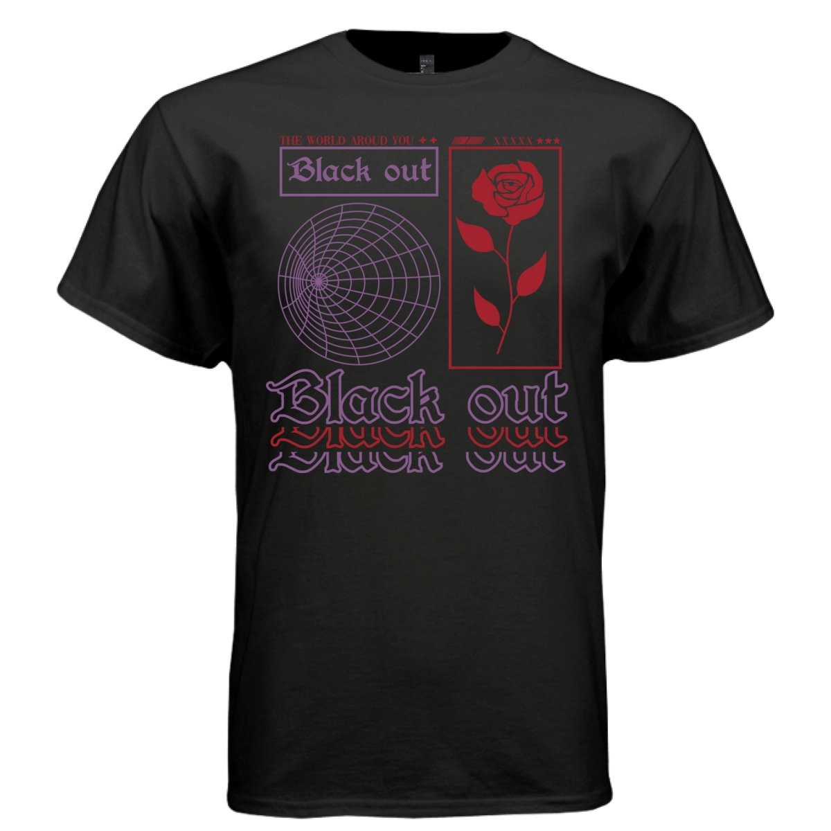 BLACK OUT Y2K Gothic Rose Graphic T-Shirt | Unisex Streetwear 271 - Project Hood