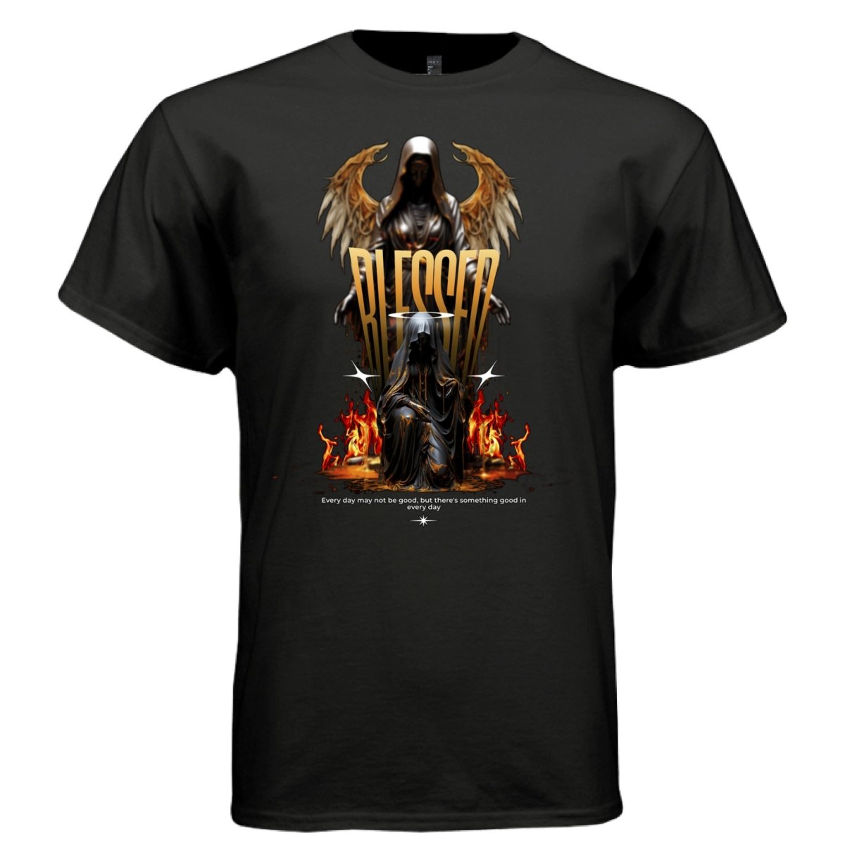 Blessed Dark Angel Graphic T-Shirt | Faith Streetwear | Every Day May Not Be Good But There's Something Good in Every Day | Project Hood 25 - Project Hood