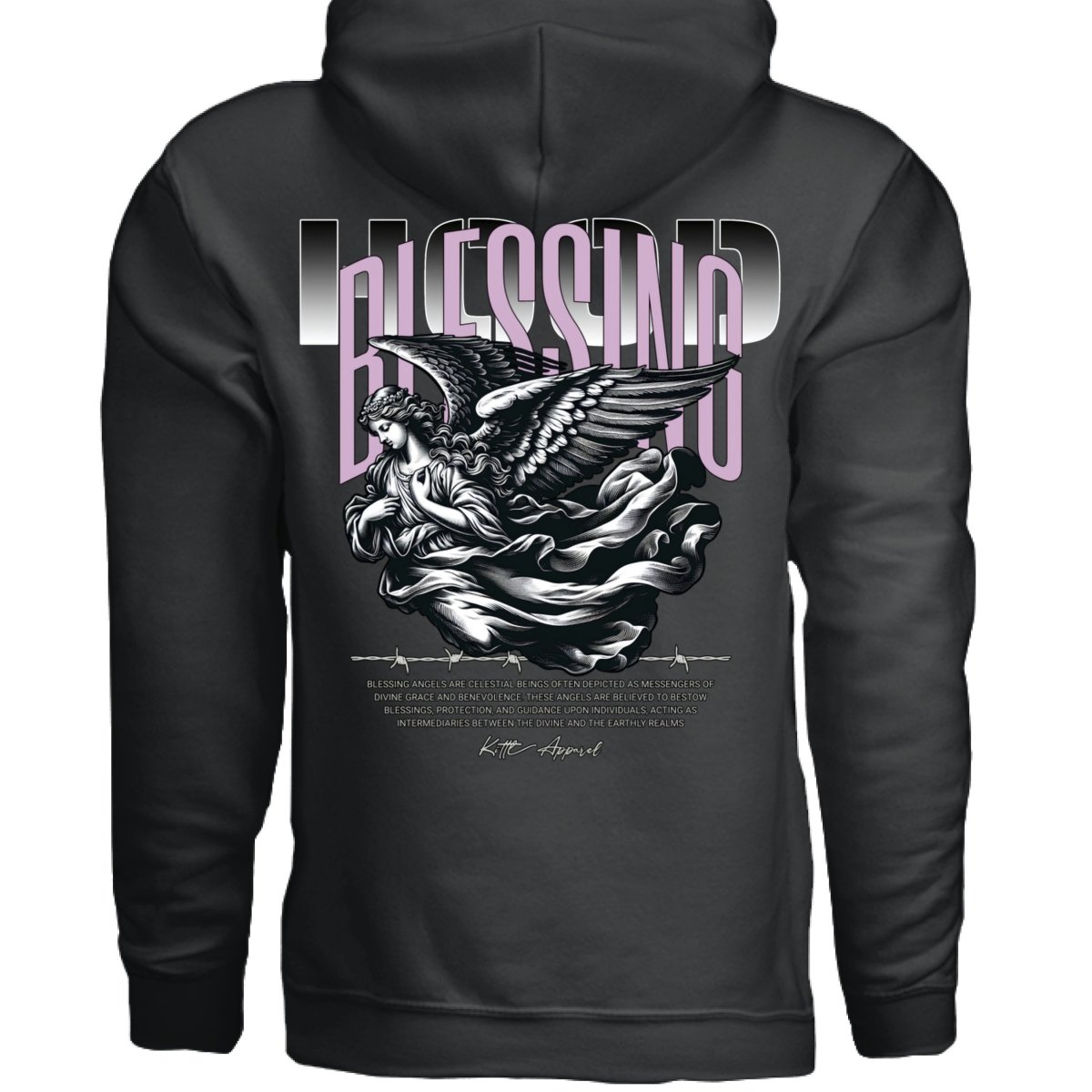 BLESSING Engraved Angel Barbed Wire Pink Oversized Hoodie | Project Hood 84 - Project Hood