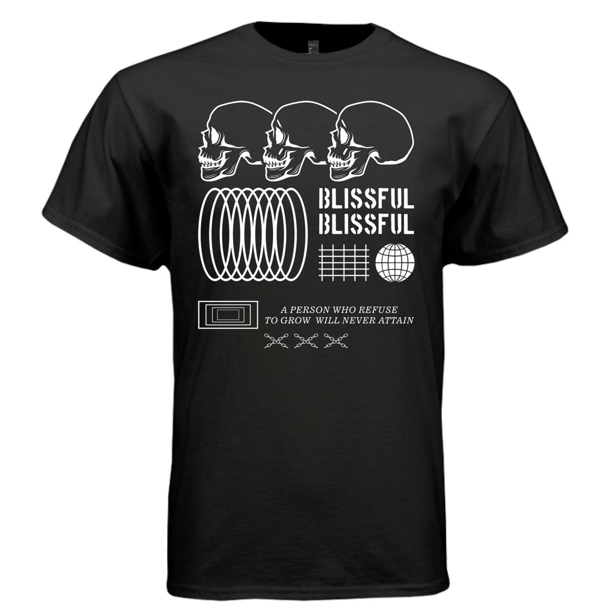 BLISSFUL Y2K Flaming Skulls Line-Art Graphic T-Shirt | Unisex Streetwear 275 - Project Hood