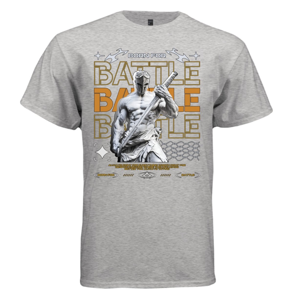 BORN FOR BATTLE Y2K Warrior Statue Graphic T-Shirt | Unisex Streetwear 281 - Project Hood