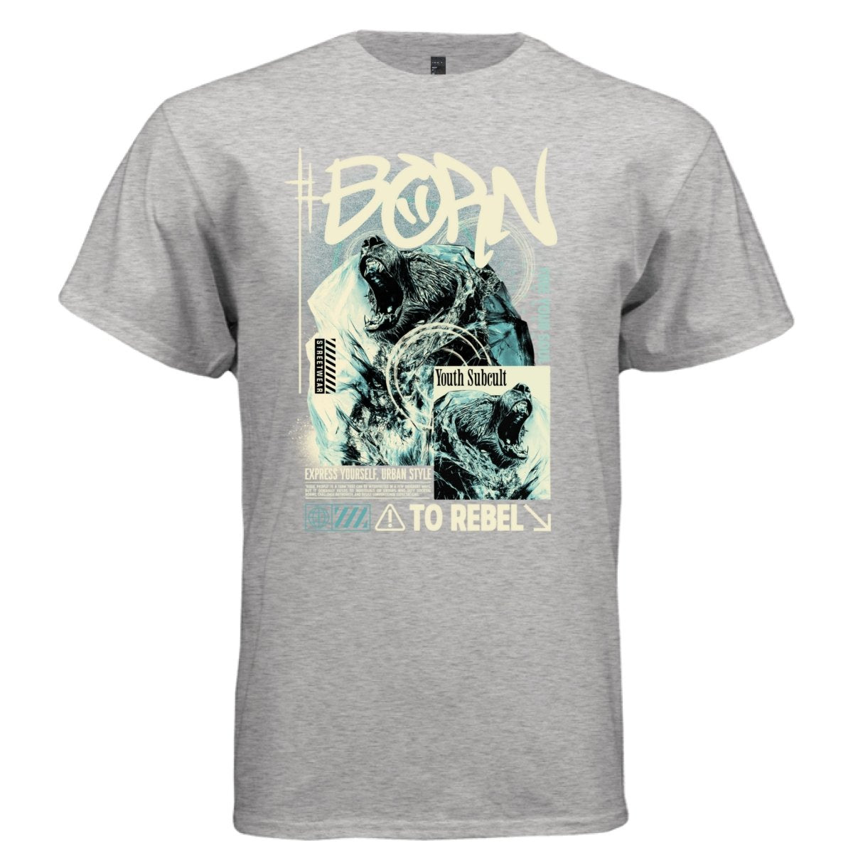 BORN TO REBEL Y2K Roaring Bear Graphic T-Shirt | Unisex Streetwear 286 - Project Hood