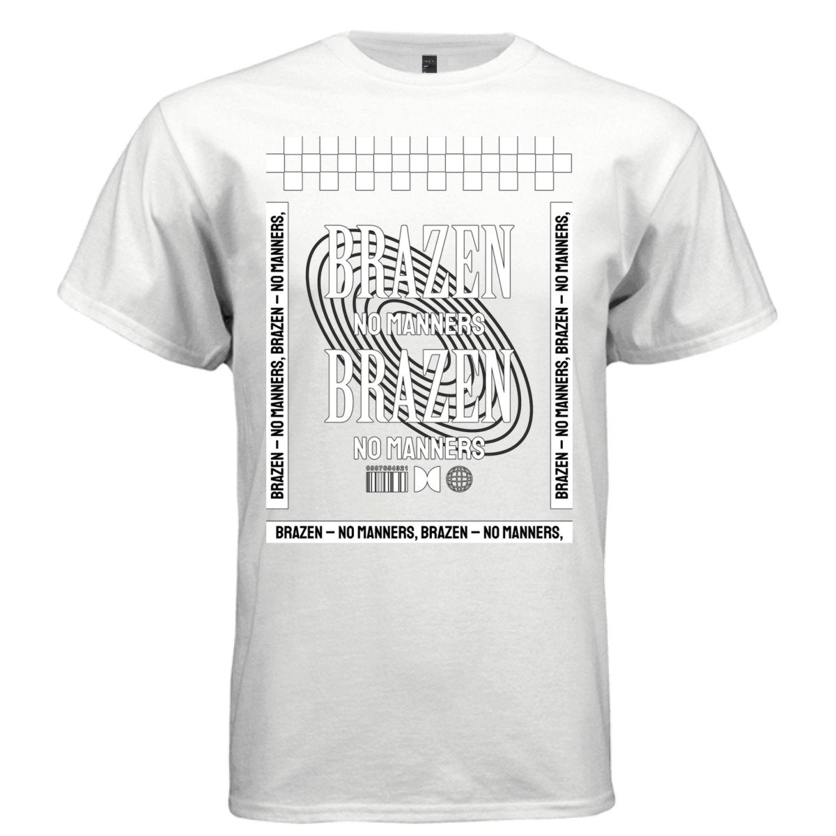 BRAZEN Y2K Warped Type Monochrome Graphic T-Shirt | Unisex Streetwear 292 - Project Hood
