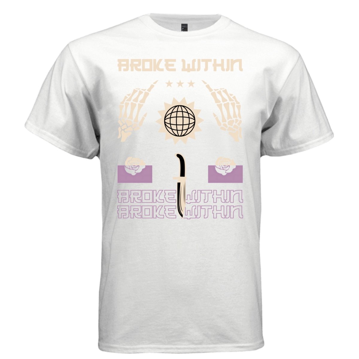BROKE WITHIN Y2K Skeleton Hands Rose Graphic T-Shirt | Unisex Streetwear 299 - Project Hood