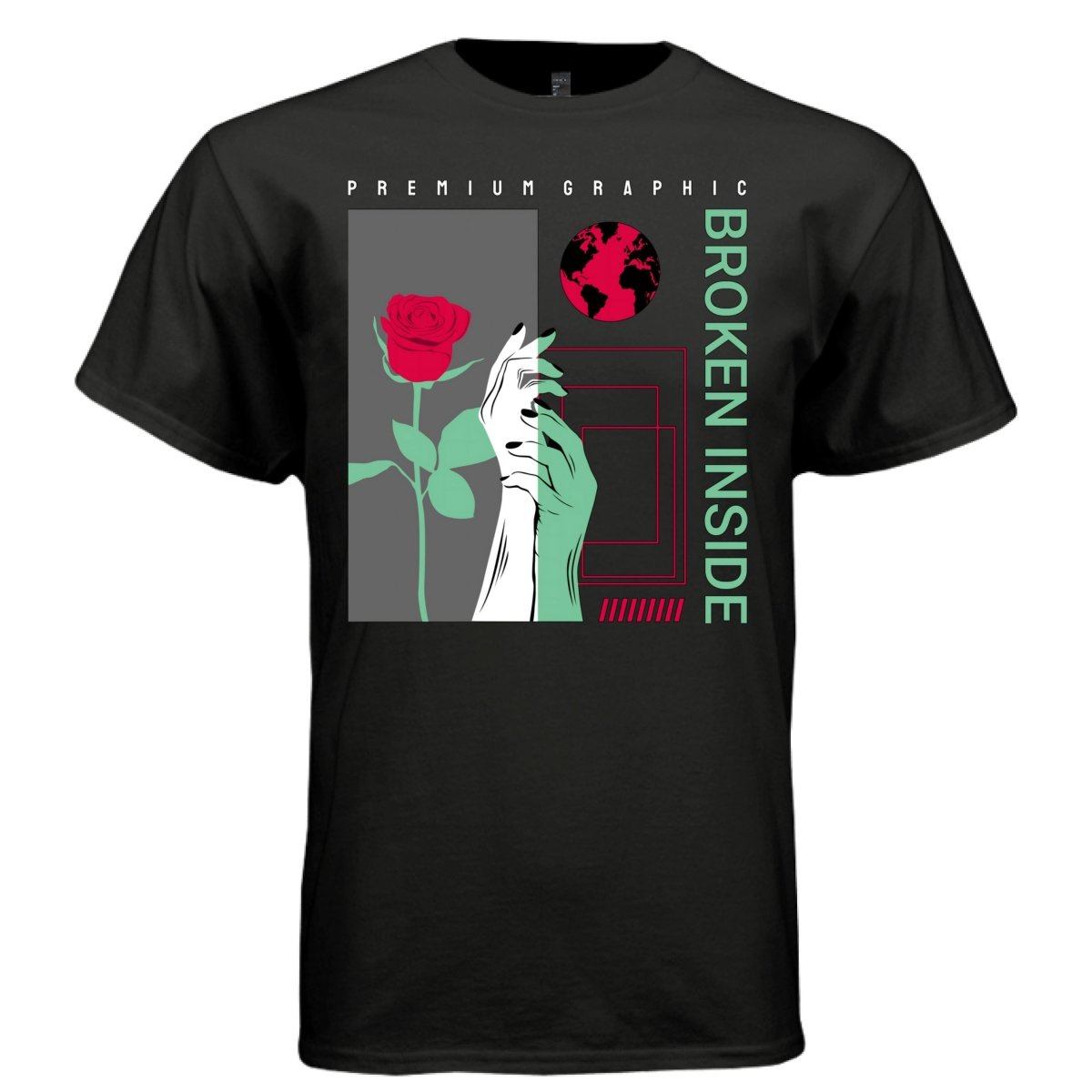 BROKEN INSIDE Y2K Rose Hand Duotone Graphic T-Shirt | Unisex Streetwear 301 - Project Hood