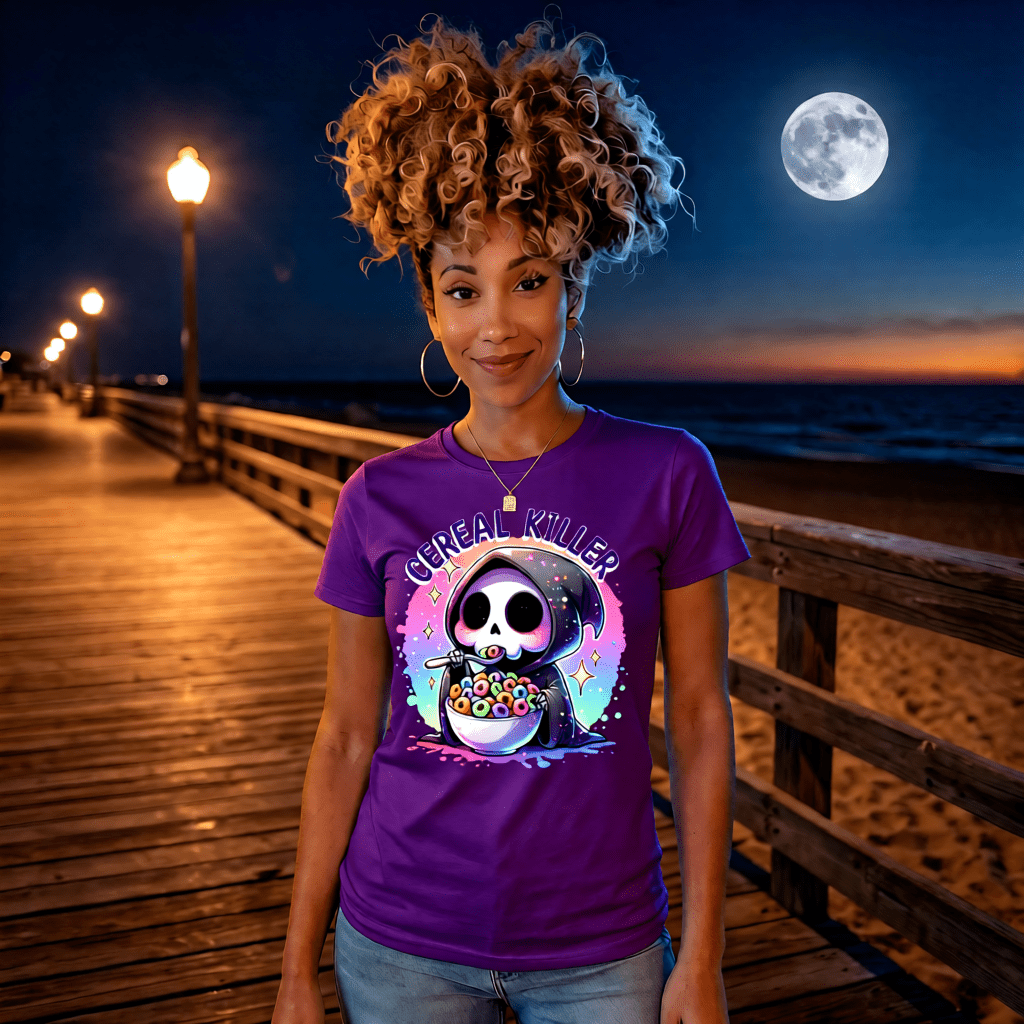 CEREAL KILLER cute pastel goth reaper cereal pun graphic tee for women Project Hood