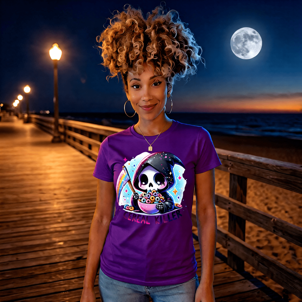 CEREAL KILLER cute pastel goth reaper cereal pun graphic tee for women Project Hood