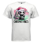 CHRISTMAS VIBES graphic tee pink front, cute christmas reaper tee for her Project Hood