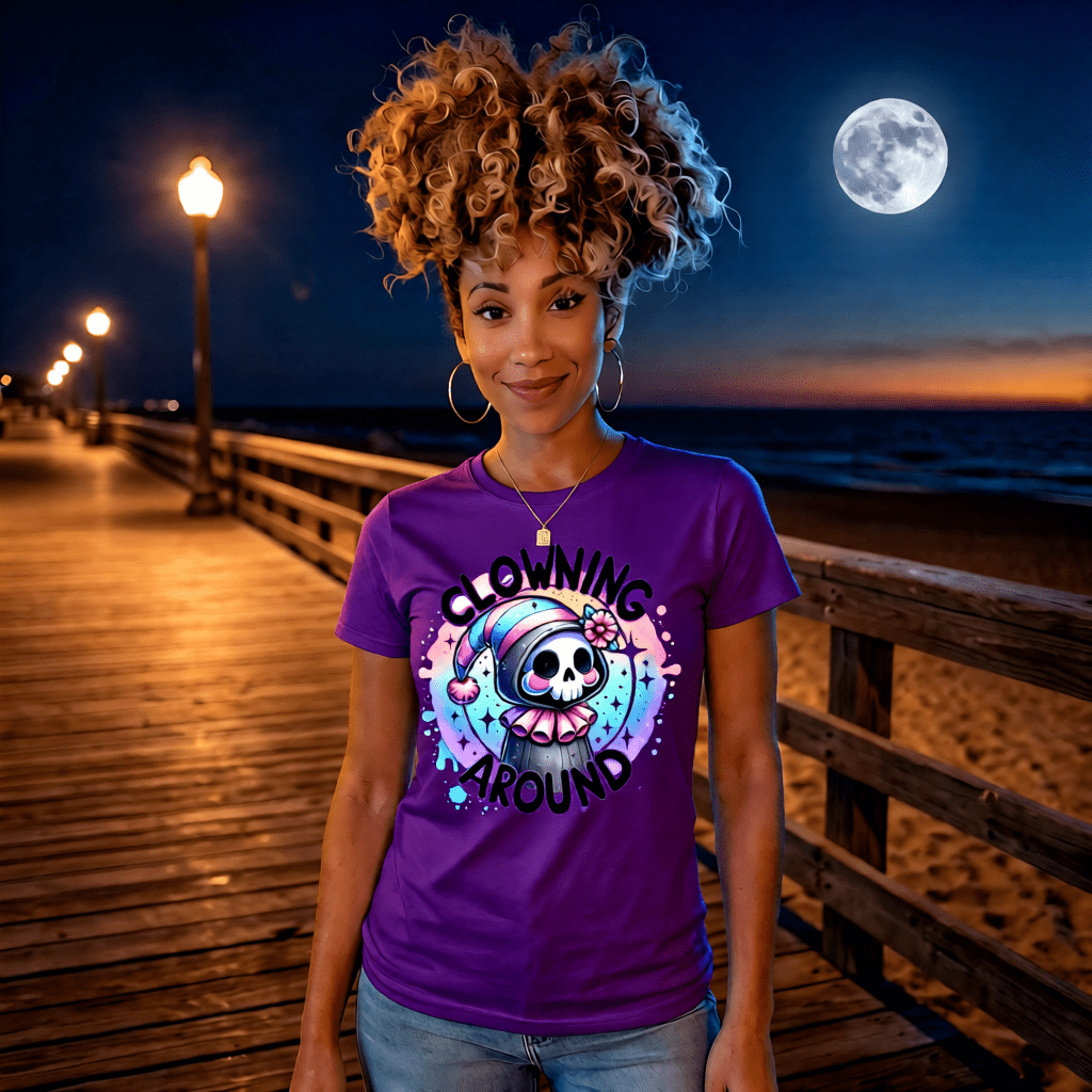CLOWNING AROUND cute pastel goth reaper pastel clown graphic tee for women Project Hood