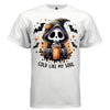 COLD LIKE MY SOUL graphic tee pink front, cute iced coffee halloween reaper tee for her Project Hood