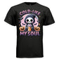 COLD LIKE MY SOUL graphic tee sand front, cute pastel goth pink glitter iced coffee tee Project Hood